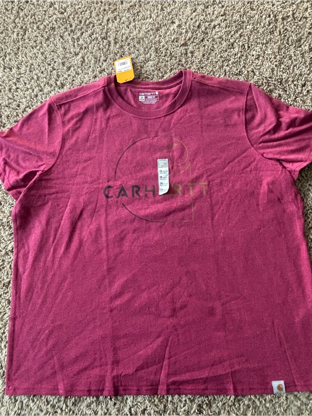 Carhartt Women’s 2X Loose Fit Logo Graphic Tee Heather Berry NWT